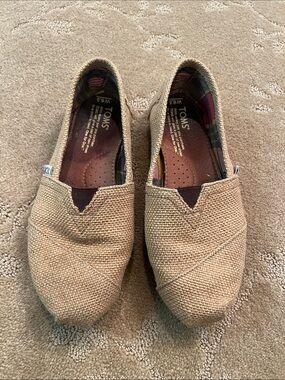 Toms Burlap Alpargata Slip On Shoes, Sz 6.5